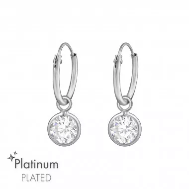 Hanging Round - 925 Sterling Silver Hoop Earrings SD47172