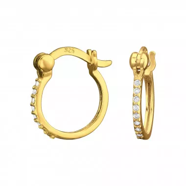 Pave - 925 Sterling Silver Hoop Earrings SD47537