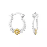 Flower - 925 Sterling Silver Hoop Earrings SD48658