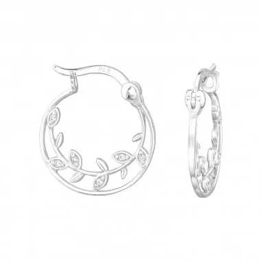 Vine - 925 Sterling Silver Hoop Earrings SD48659
