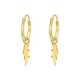 Hanging Lightning Bolt - 925 Sterling Silver Hoop Earrings SD49104