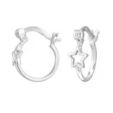 Open Star - 925 Sterling Silver Hoop Earrings SD49707