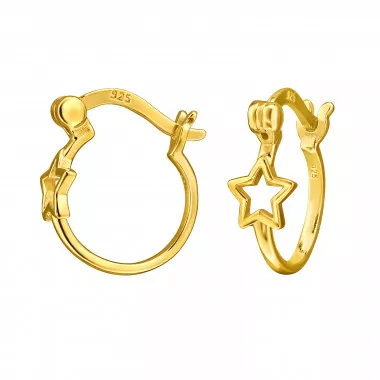 Star - 925 Sterling Silver Hoop Earrings SD49708