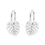 Laser Cut Leaf - 925 Sterling Silver Hoop Earrings SD49737