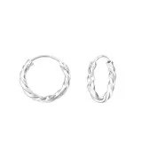 14mm bali - 925 Sterling Silver Hoop Earrings SD556