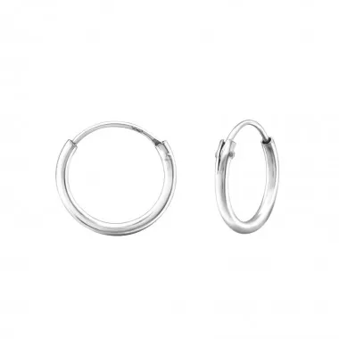 12mm solid - 925 Sterling Silver Hoop Earrings SD8176