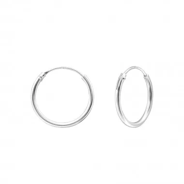 14mm hollow - 925 Sterling Silver Hoop Earrings SD9417