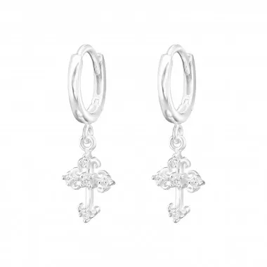 Cross - 925 Sterling Silver Huggies SD48452
