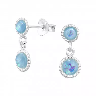 Round - 925 Sterling Silver Earrings with Gemstones SD46893