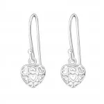 Filigree Heart - 925 Sterling Silver Simple Earrings SD1779