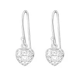 Filigree Heart - 925 Sterling Silver Simple Earrings SD1779