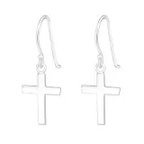 Cross - 925 Sterling Silver Simple Earrings SD2881
