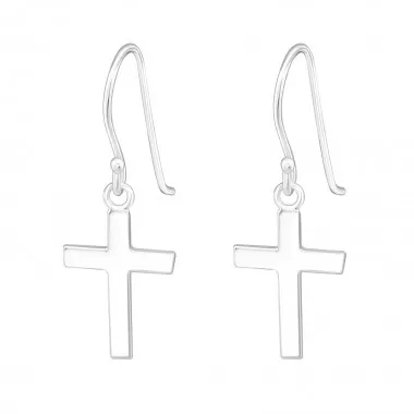 Cross - 925 Sterling Silver Simple Earrings SD2881