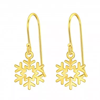 Laser Cut Snowflake - 925 Sterling Silver Simple Earrings SD44956