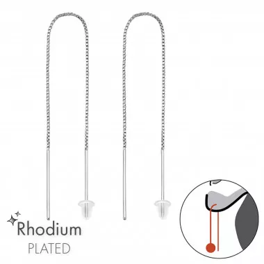 Thread Through - 925 Sterling Silver Simple Earrings SD48540