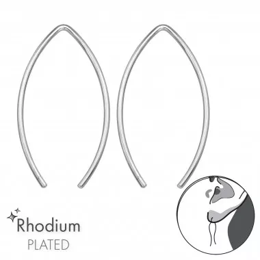 Wire - 925 Sterling Silver Simple Earrings SD48547