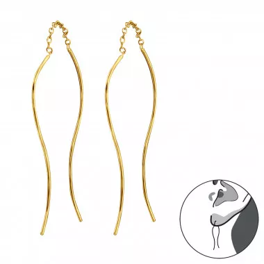 Wire - 925 Sterling Silver Simple Earrings SD48549