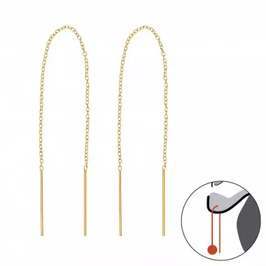 Thread Through Bar - 925 Sterling Silver Simple Earrings SD48551