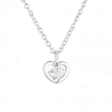 Heart - 925 Sterling Silver Necklaces with Stones SD36828
