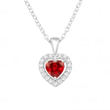 Heart - 925 Sterling Silver Necklaces with Stones SD40257