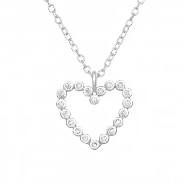 Heart - 925 Sterling Silver Necklaces with Stones SD43487