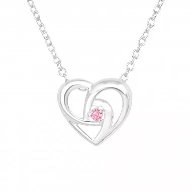 Heart - 925 Sterling Silver Necklaces with Stones SD43927