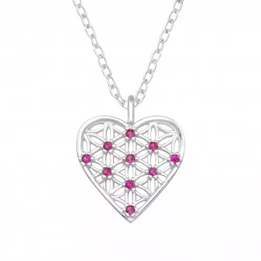 Heart - 925 Sterling Silver Necklaces with Stones SD46996