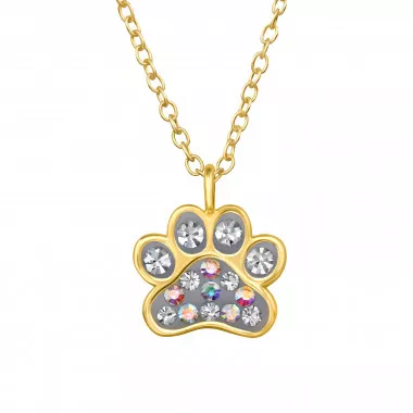 Paw Print - 925 Sterling Silver Necklaces with Stones SD47824