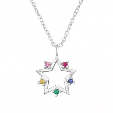 Star - 925 Sterling Silver Necklaces with Stones SD48387