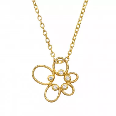 Flower - 925 Sterling Silver Necklaces with Stones SD49181