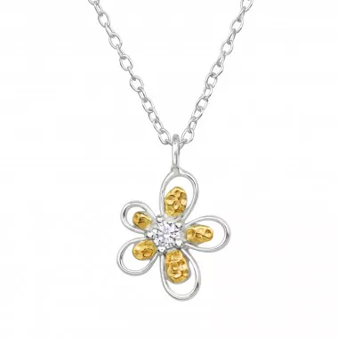 Flower - 925 Sterling Silver Necklaces with Stones SD49182