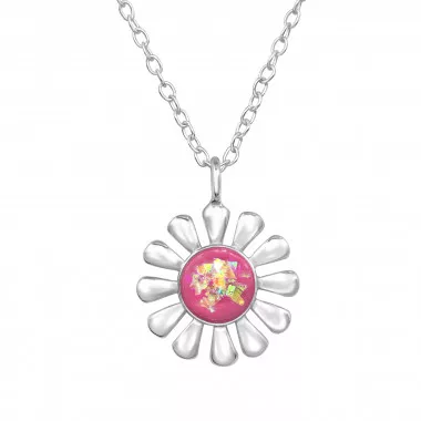 Flower - 925 Sterling Silver Necklaces with Stones SD49184