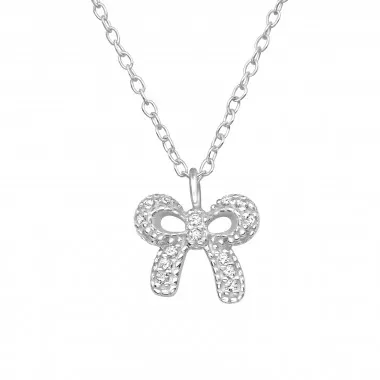 Bow - 925 Sterling Silver Necklaces with Stones SD49186