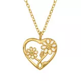 Heart With Sun Flower - 925 Sterling Silver Necklaces with Stones SD49479