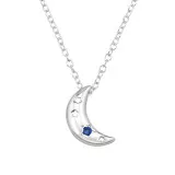 Crescent Moon With Stars - 925 Sterling Silver Necklaces with Stones SD49671