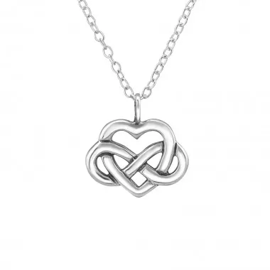 Celtic Heart Knot - 925 Sterling Silver Silver Necklaces SD30873