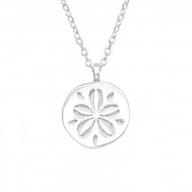 Flower And Wave - 925 Sterling Silver Silver Necklaces SD43484