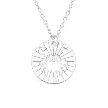 Cancer Zodiac Sign - 925 Sterling Silver Silver Necklaces SD43937