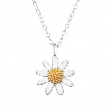 Daisy Flower - 925 Sterling Silver Silver Necklaces SD46484