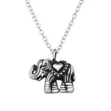 Elephant With Heart - 925 Sterling Silver Silver Necklaces SD49486