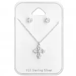 Cross - 925 Sterling Silver Necklace & Stud Sets SD28921