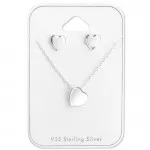 Heart - 925 Sterling Silver Necklace & Stud Sets SD28944