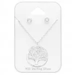 Tree Of Life - 925 Sterling Silver Necklace & Stud Sets SD45139