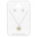Flower - 925 Sterling Silver Necklace & Stud Sets SD45147
