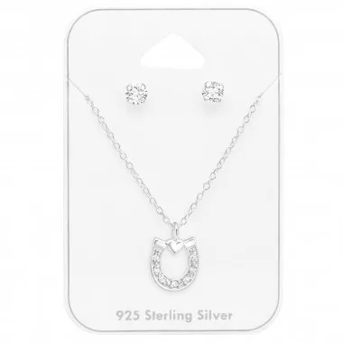 Horseshoe - 925 Sterling Silver Necklace & Stud Sets SD45149