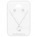Crescent Moon - 925 Sterling Silver Necklace & Stud Sets SD45153