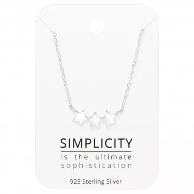 Triple Star - 925 Sterling Silver Necklace & Stud Sets SD45503
