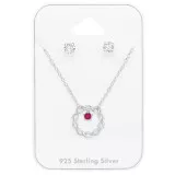 Twisted Necklace With Round 4mm Ear Stud - 925 Sterling Silver Necklace & Stud Sets SD49021