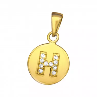 Letter H - 925 Sterling Silver Pendants with CZ SD46511