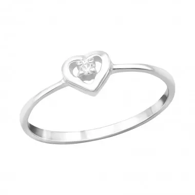 Heart - 925 Sterling Silver Rings with CZ SD15060